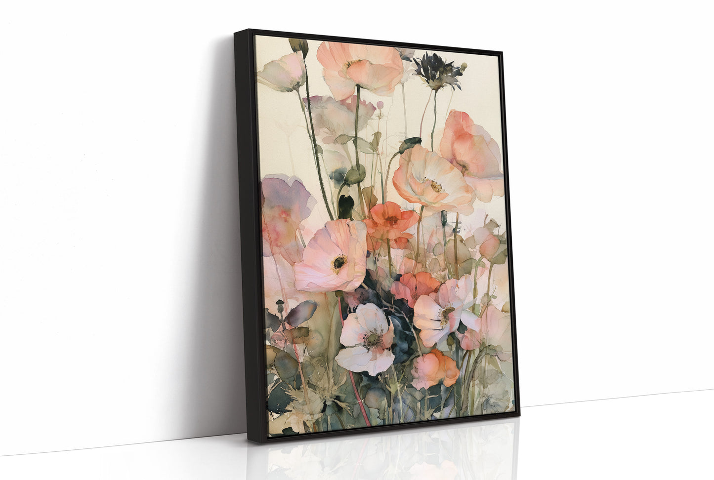 Poppies in Coral Wash