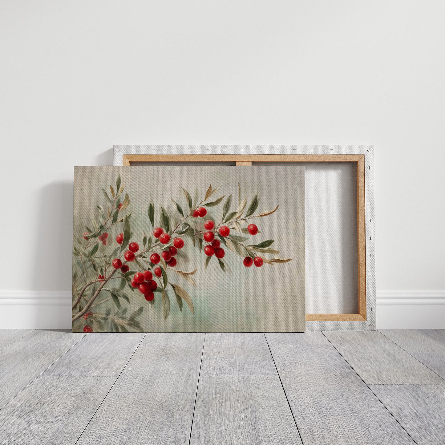 Crimson Berries on Silver Boughs