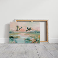 Mallards Glide Through Pastel Wetlands