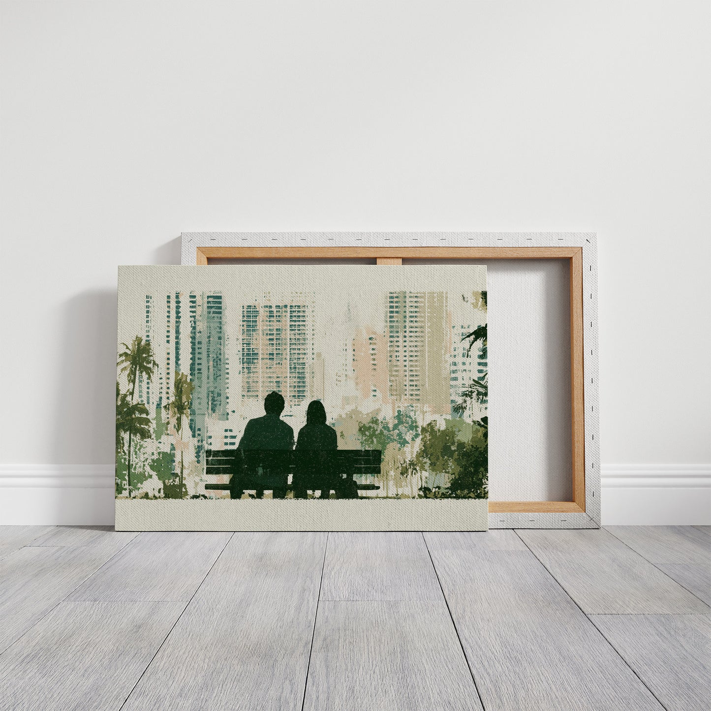 Park Bench, City Backdrop