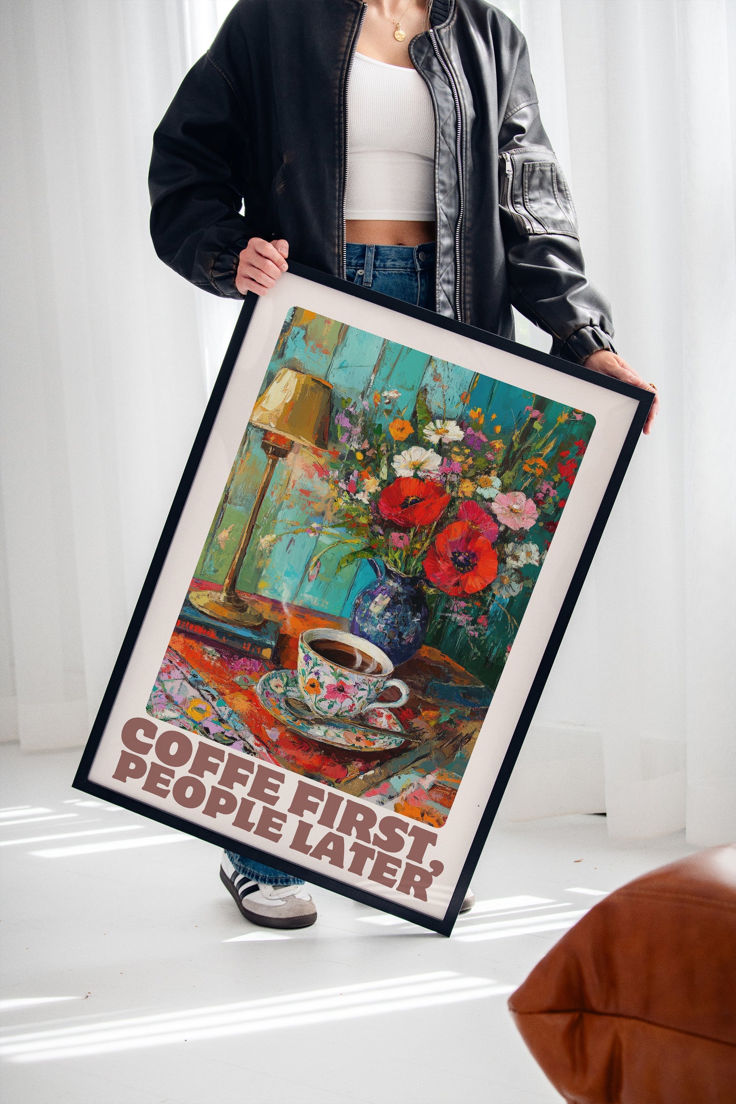 Coffee First, People Later – Cozy Vintage Coffee Art Print