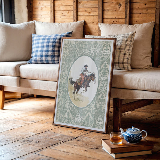 Sage Damask Frames Wild Bronco