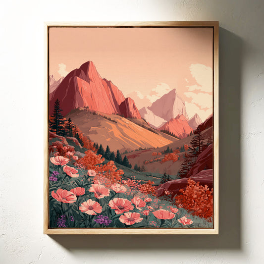 Mountains Embrace Their Floral Veil