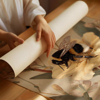 Bumblebee Rests On Pale Blooms