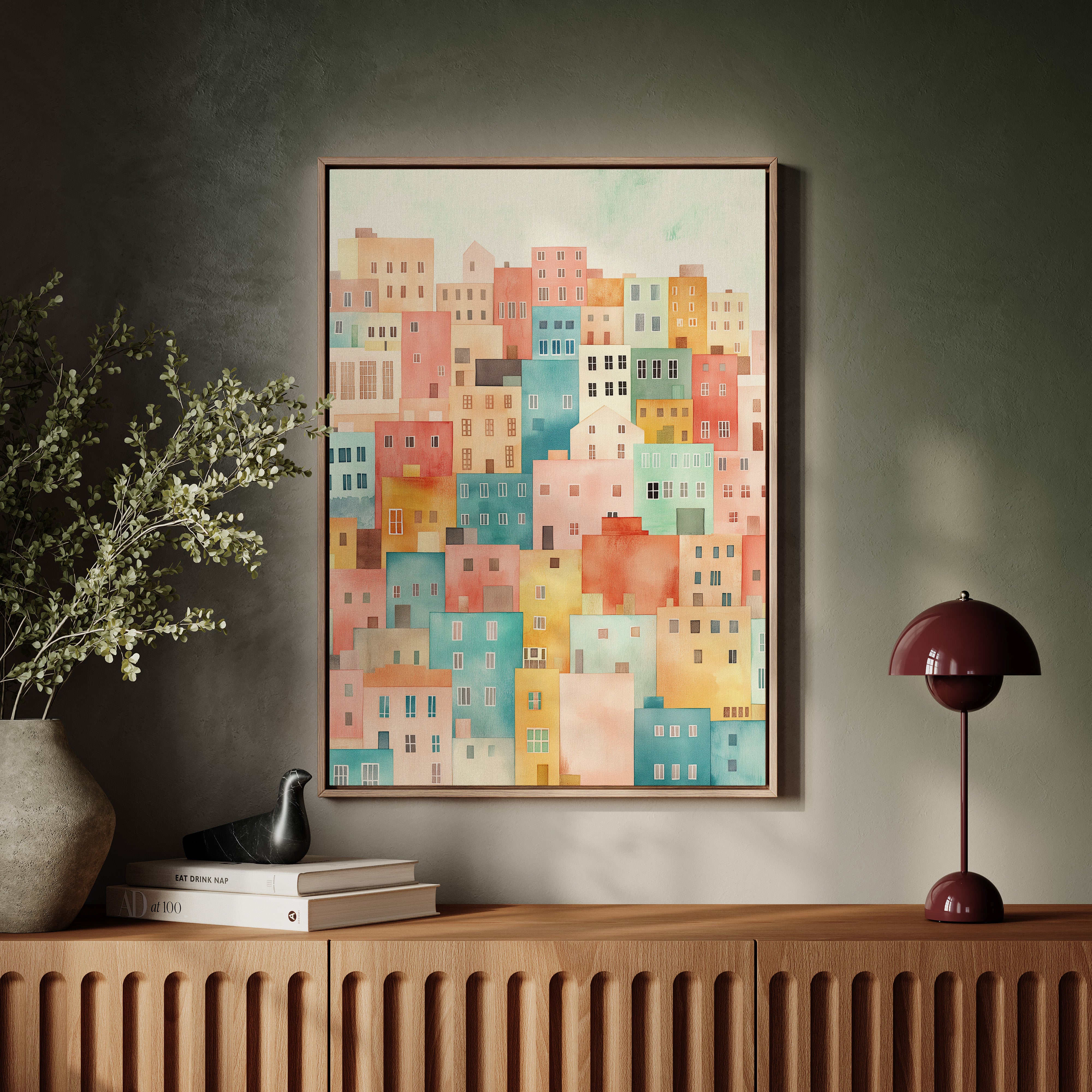 Stacked City Dreams Watercolor Print