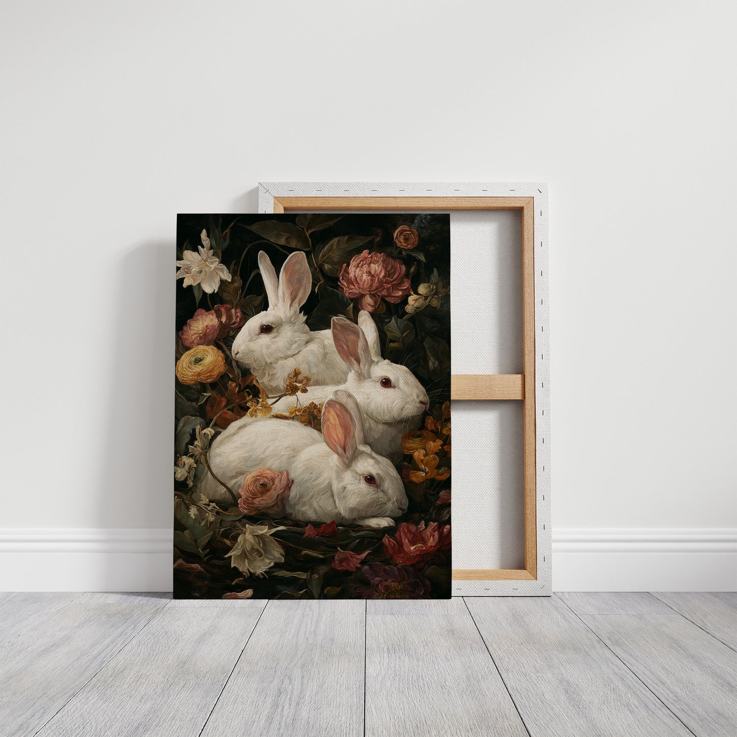 White Rabbits Among Velvet Blooms