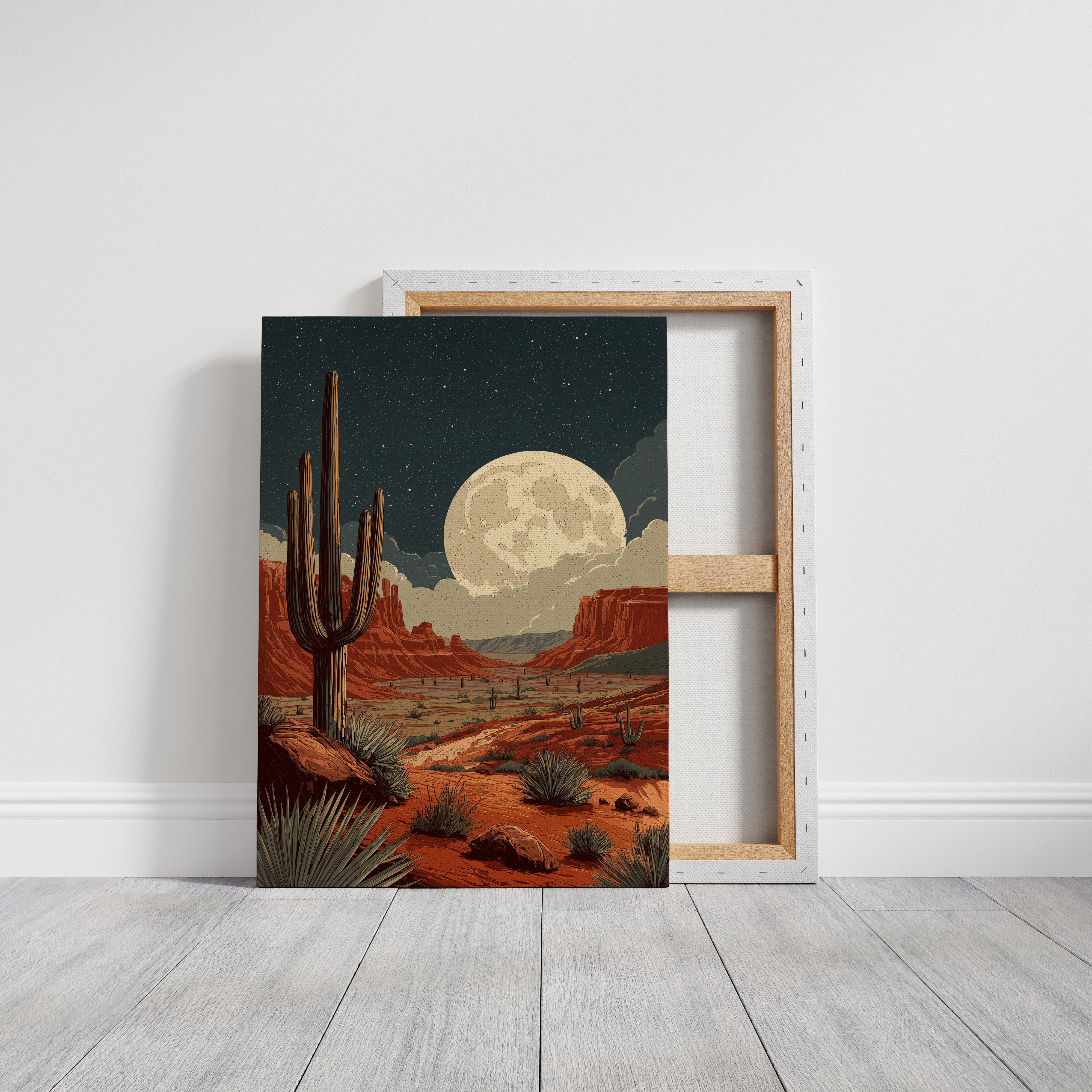 Saguaros Bow To Desert Moonlight