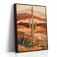 Saguaro In Wood Grain Layers