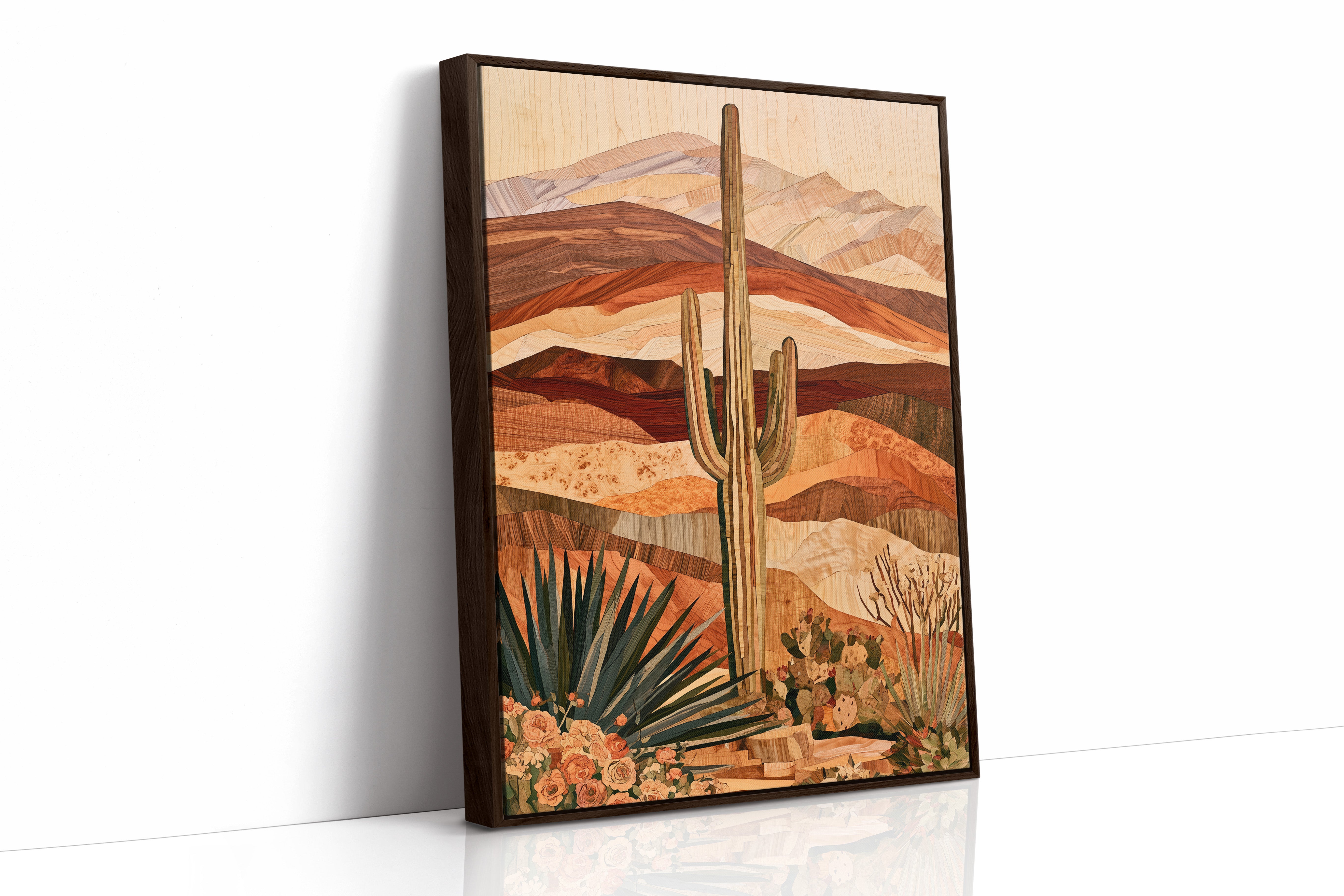 Saguaro In Wood Grain Layers