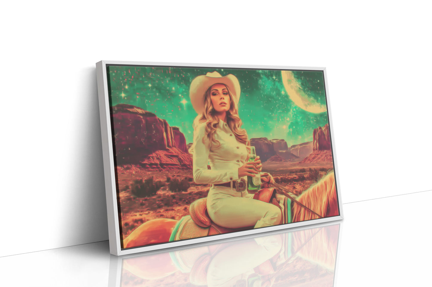 Moonlit Cactus Rose Rides West