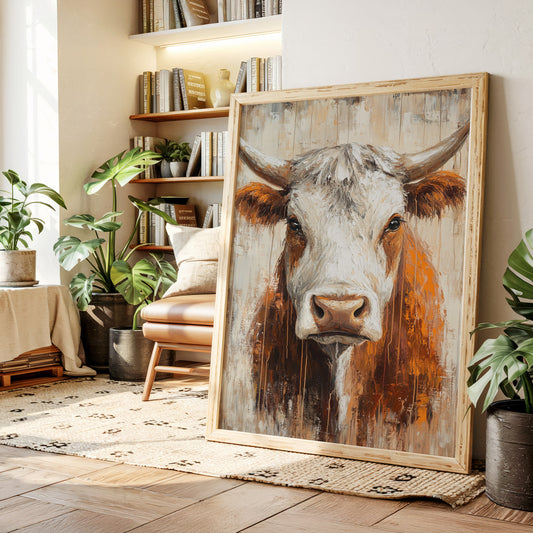 Sunset Longhorn on Weathered Wood