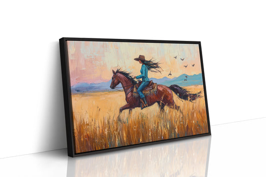 Cowgirl Ride at Sunset Plains