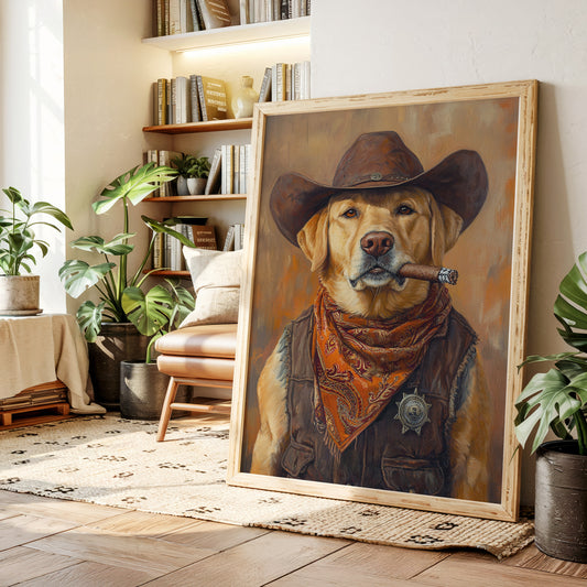 Golden Retriever Sheriff with Western Swagger