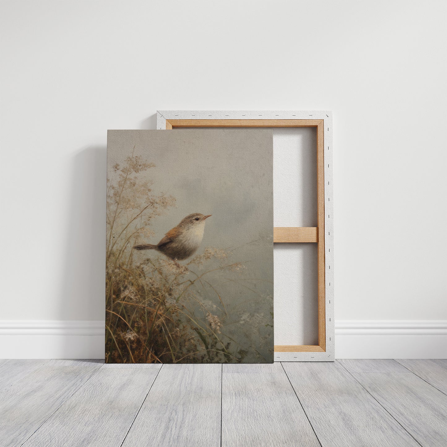 Wren Perches Among Autumn Reeds
