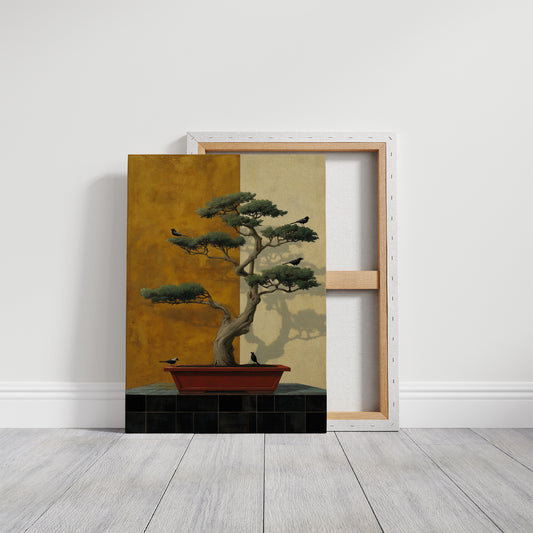 Birds Rest On Ancient Bonsai Branches