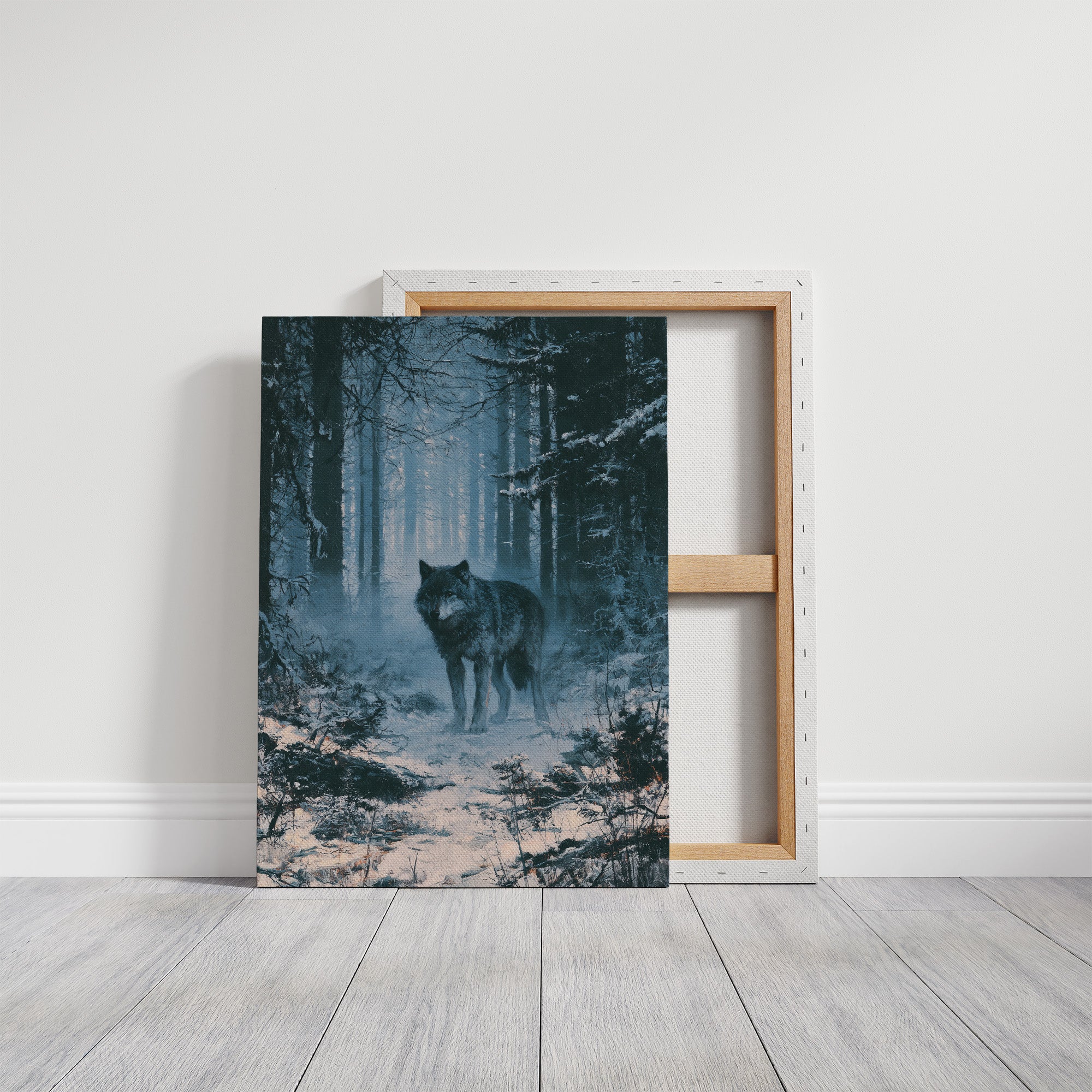 Wolf's Gaze Through Winter Woods