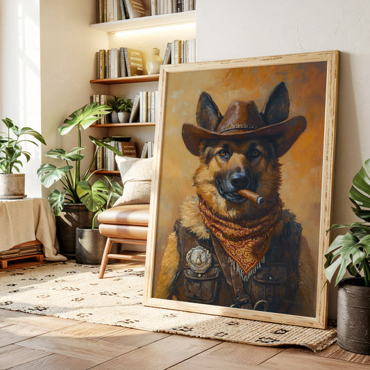 German Shepherd Sheriff in the Saddle