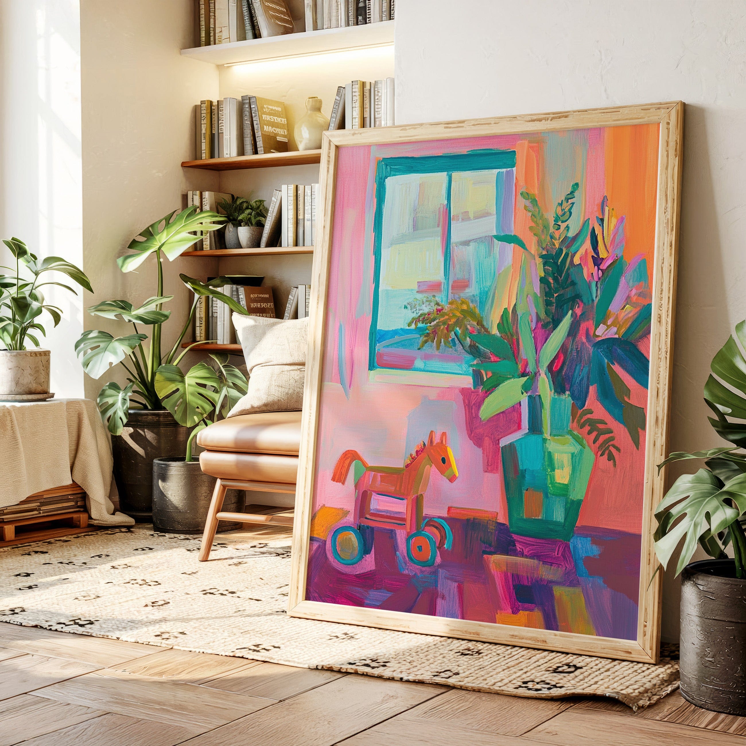 Wooden Horse By Summer Window
