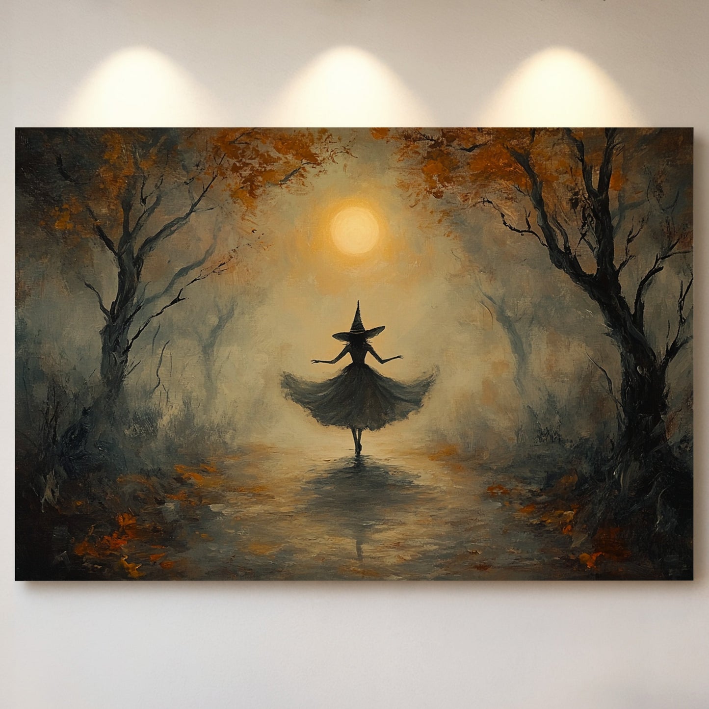 Moonlit Dance Through Autumn's Path