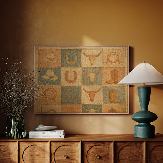 Western Icons Patchwork Quilt Print