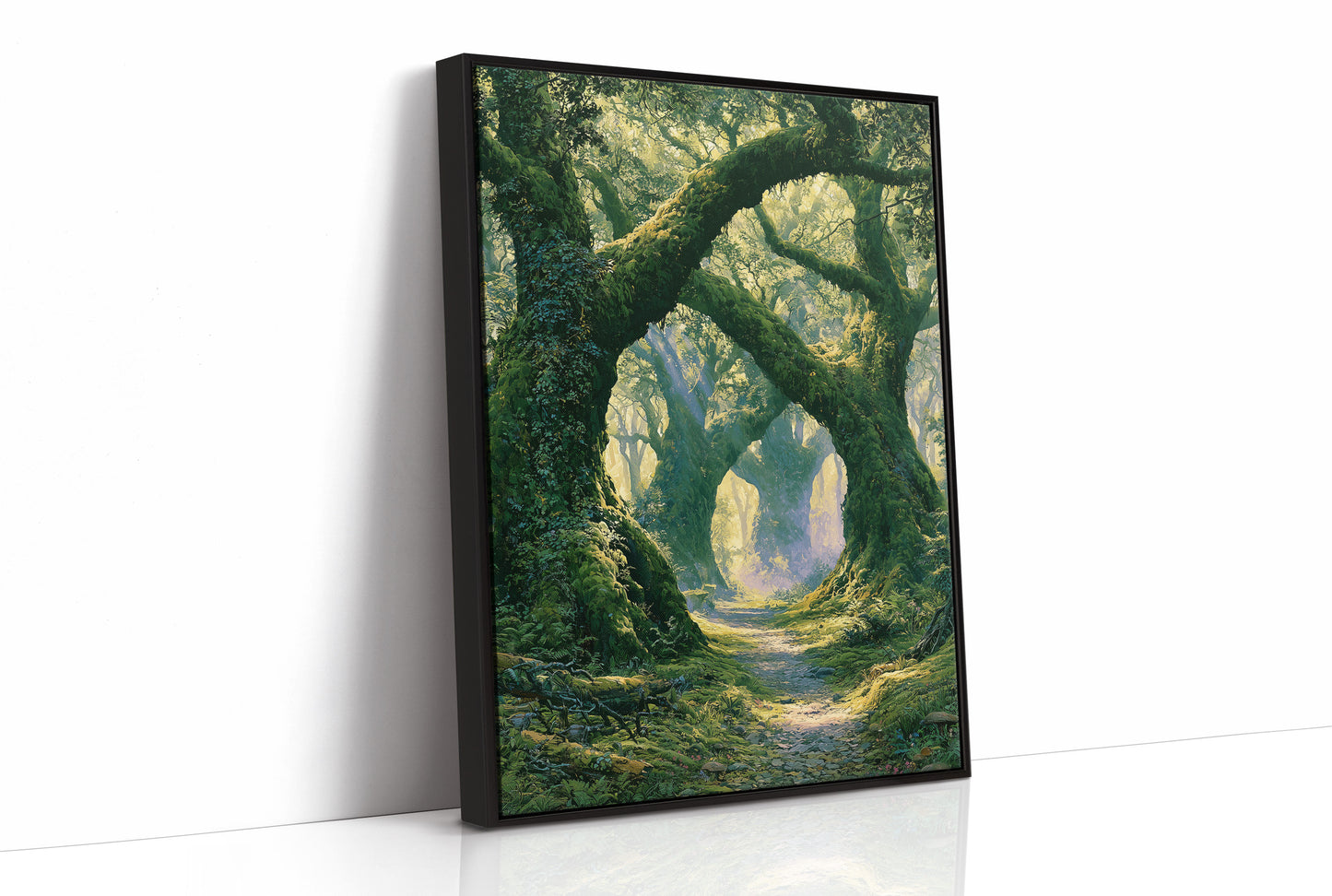 The Mossy Archway — Lavender Mist Forest Path Painting