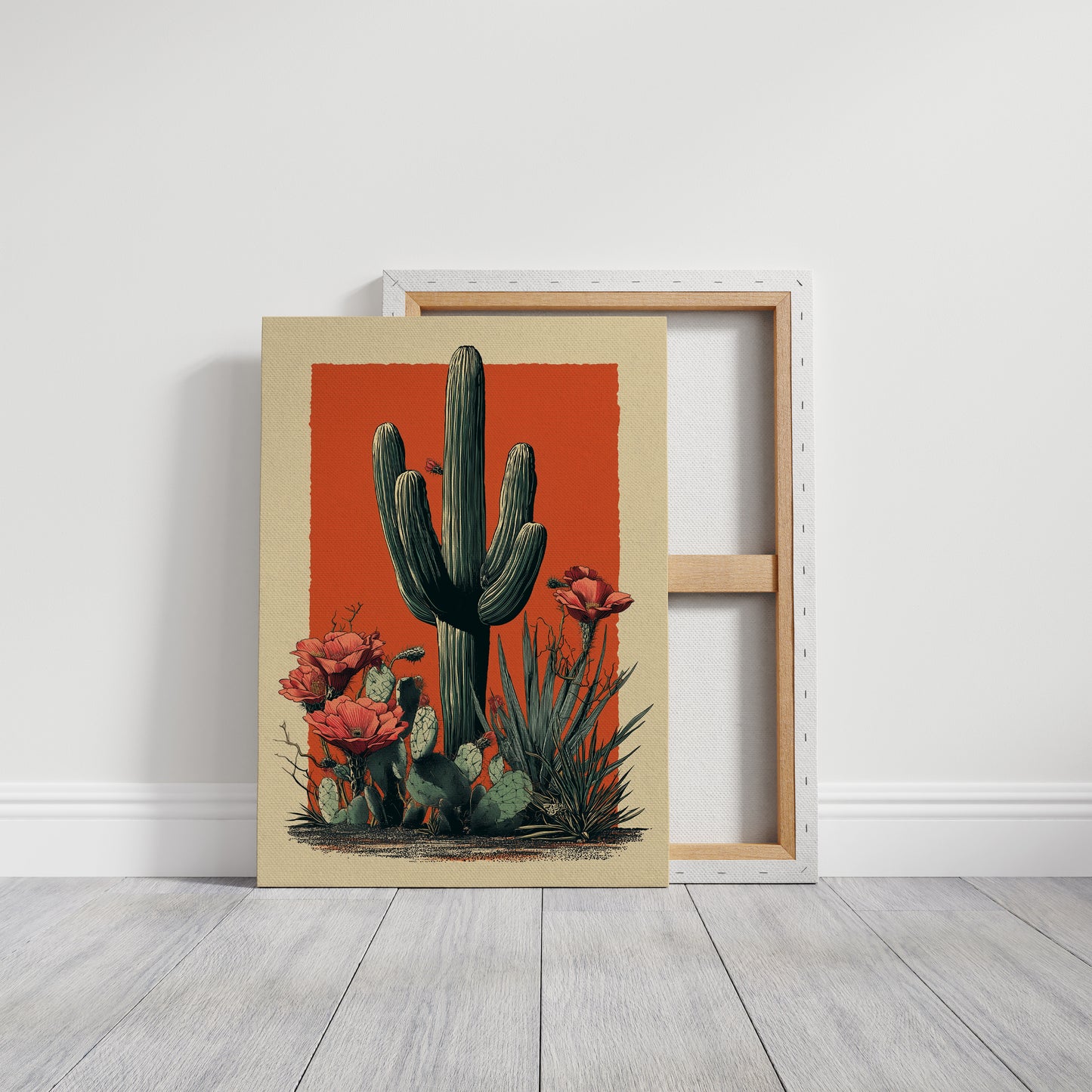 Saguaro Tales In Coral Sunset