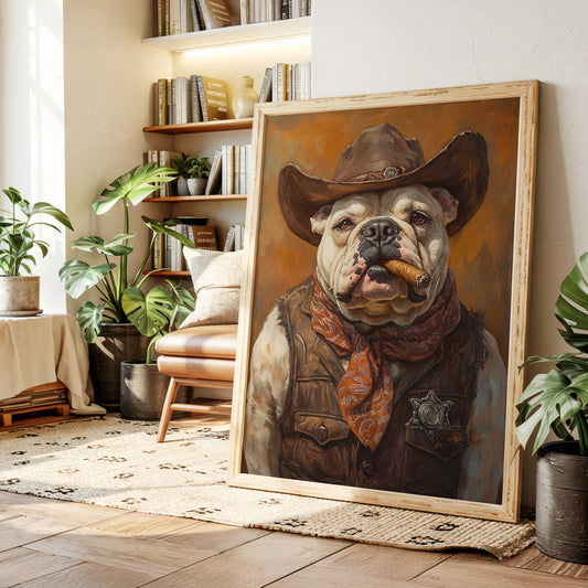 Bulldog Sheriff with a Cigar and Scowl