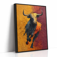 Longhorn Charging, Gold and Wine