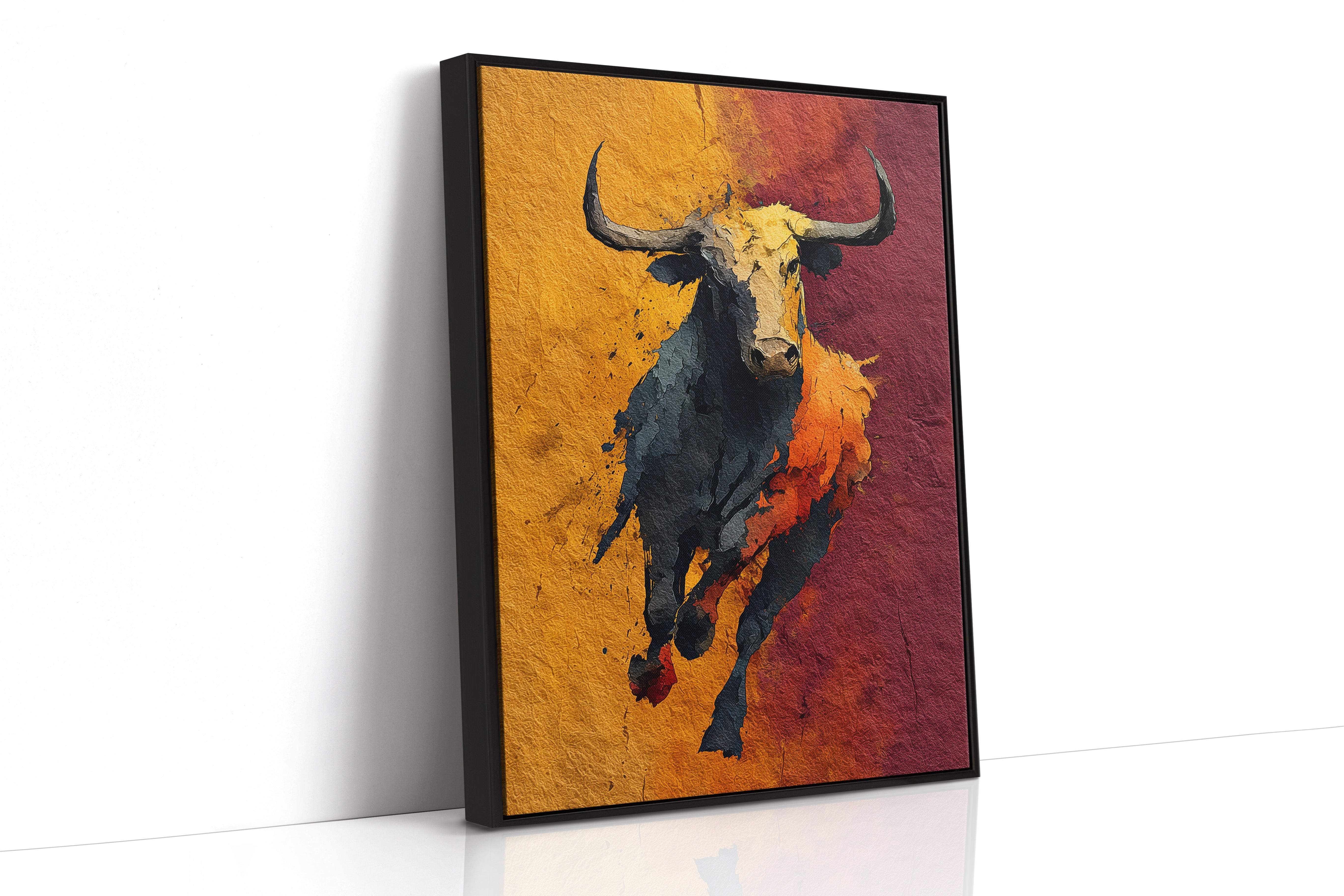 Longhorn Charging, Gold and Wine
