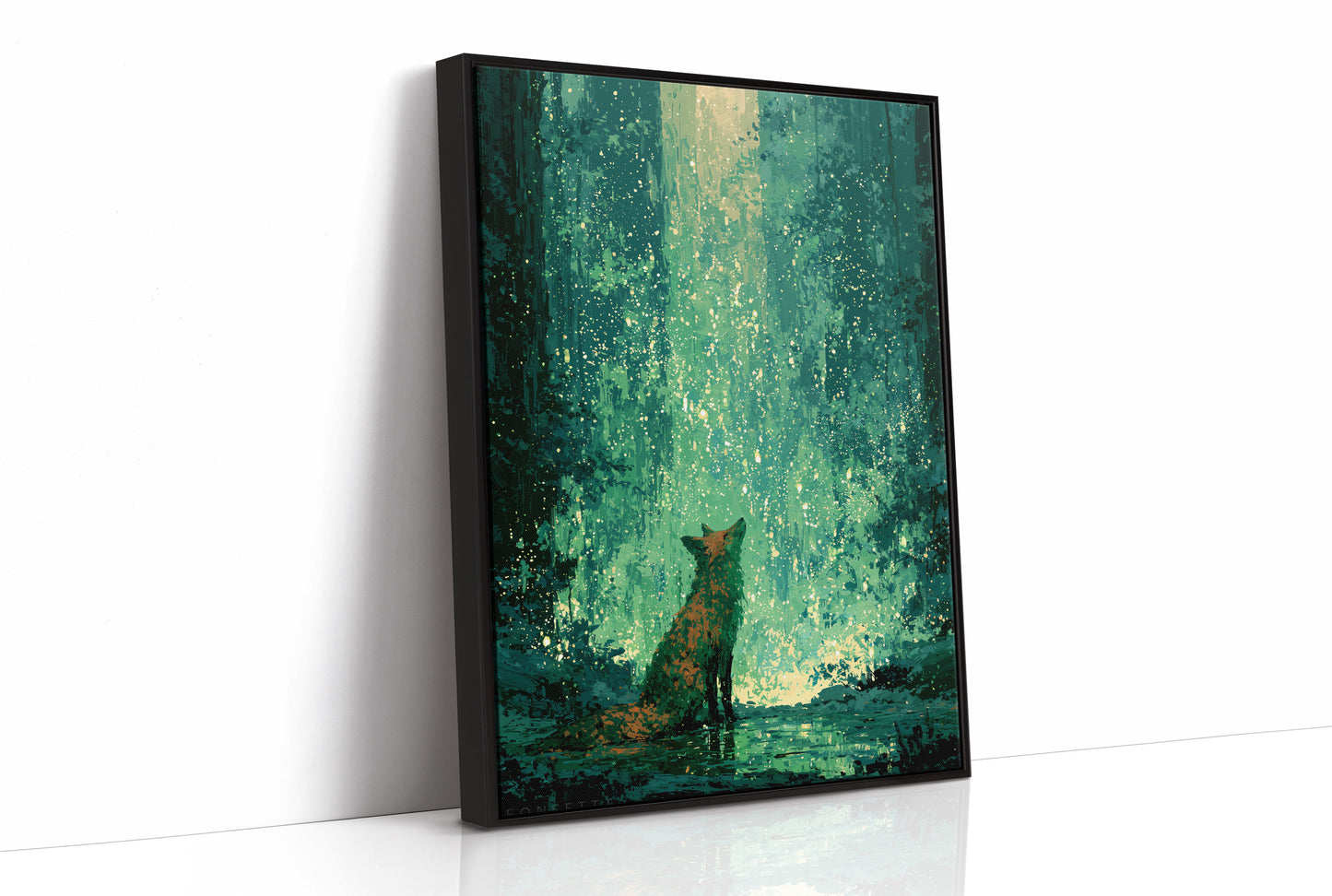 Fox Beneath Falling Sparks