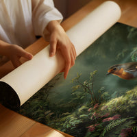 Robin's Perch In Misty Forest