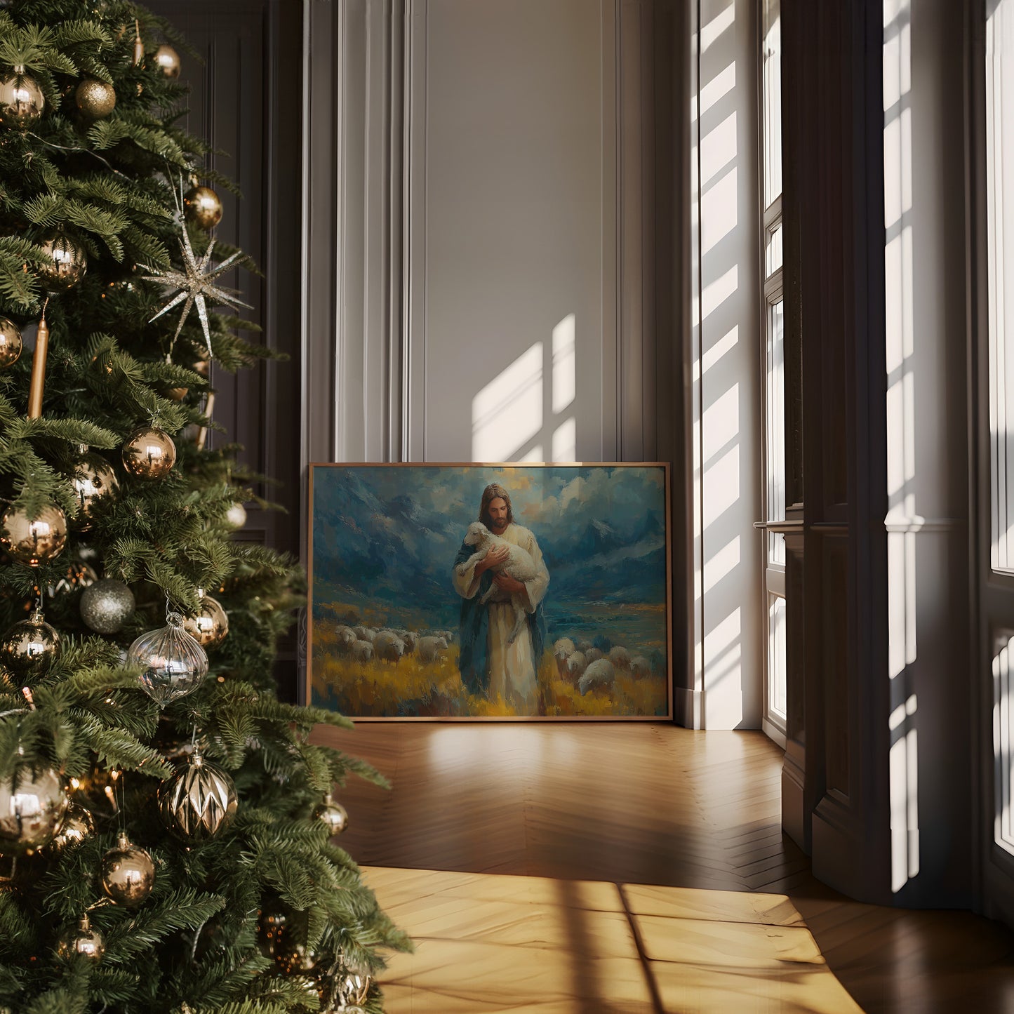 Gentle Shepherd Tends Golden Fields