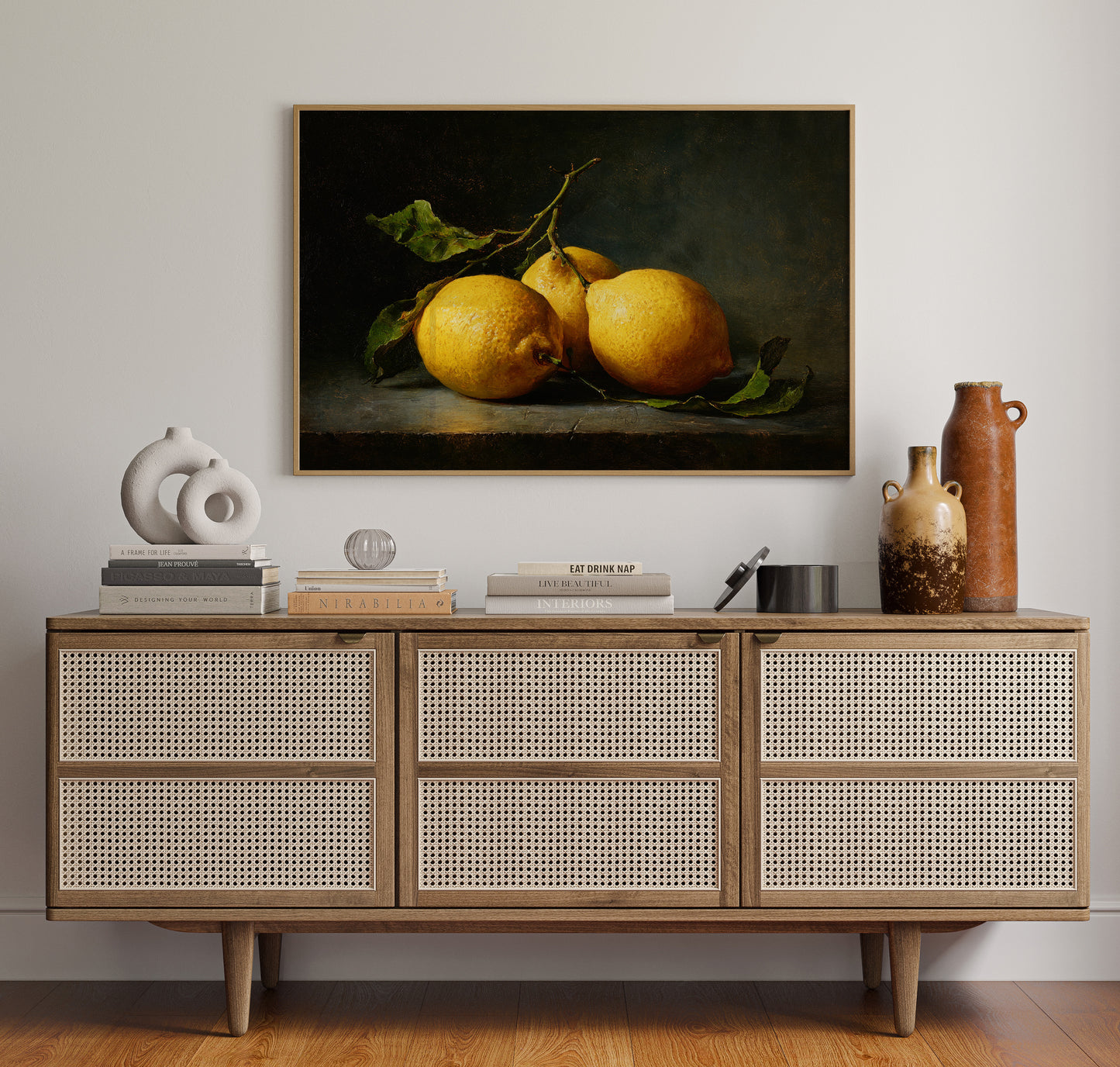 Sunlit Lemons On Ancient Wood