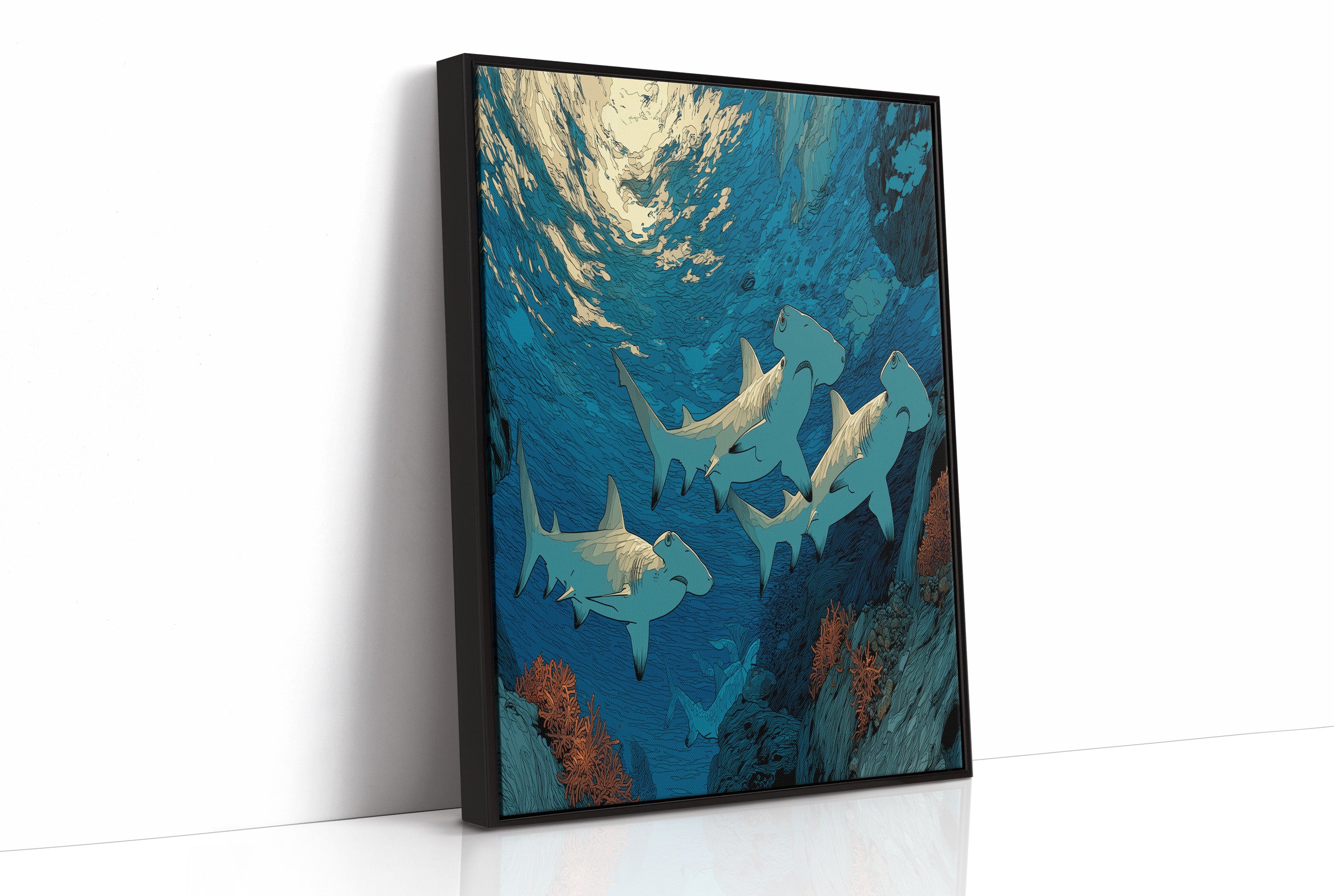 Hammerheads at the Reef Wall