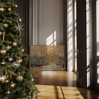 Yellow Manor Awaits Winter Evening