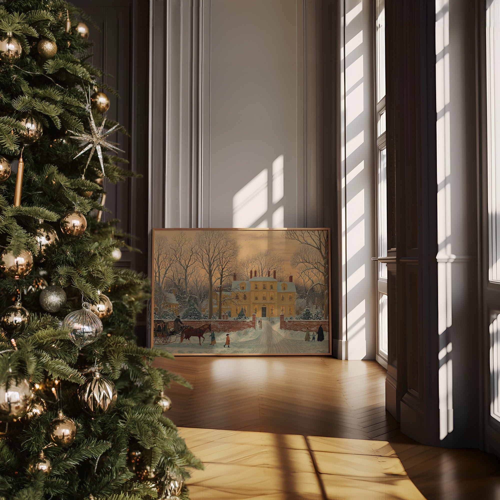 Yellow Manor Awaits Winter Evening