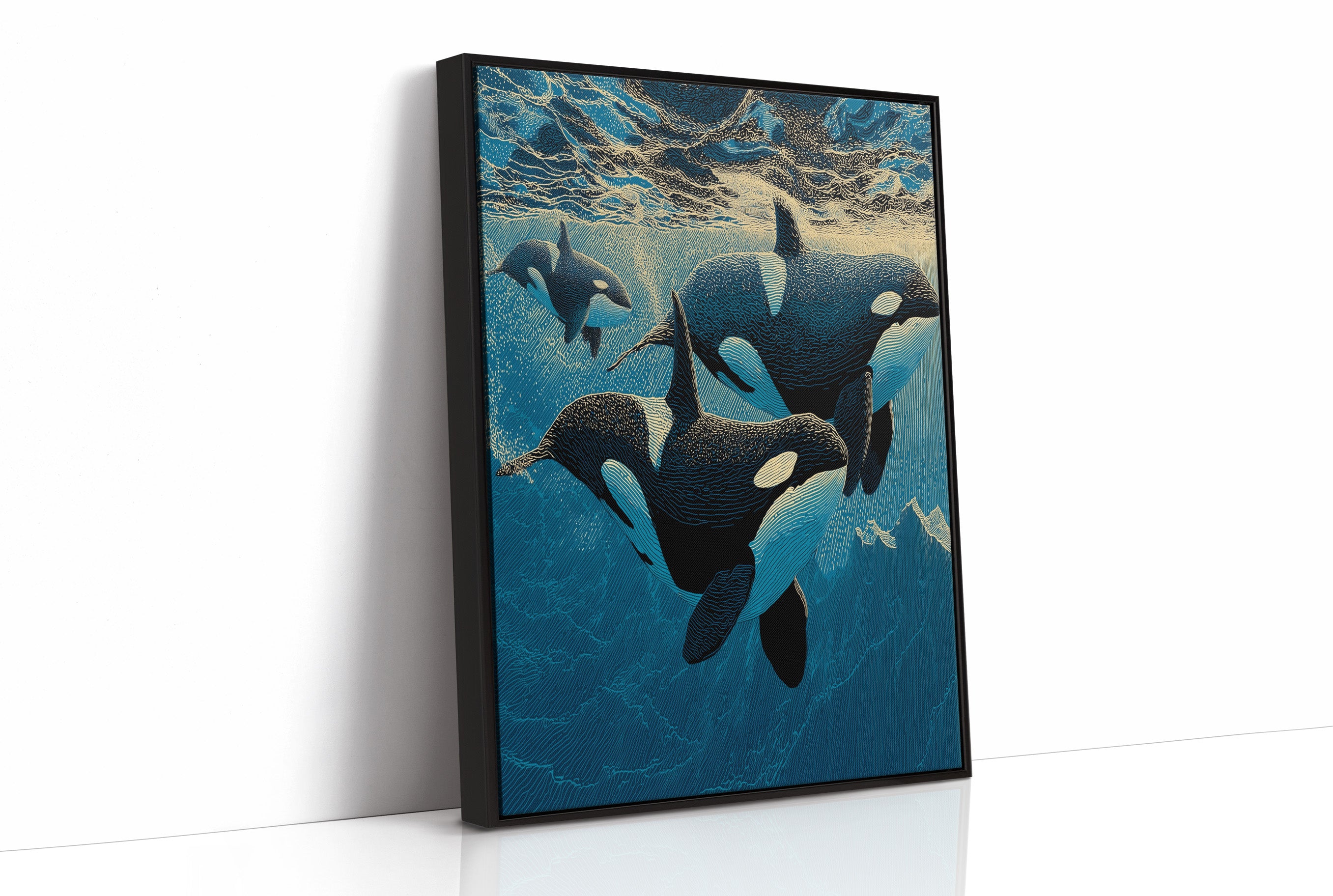 Orca Pod Below the Surface