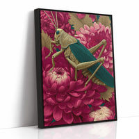 Grasshopper Among Chrysanthemums