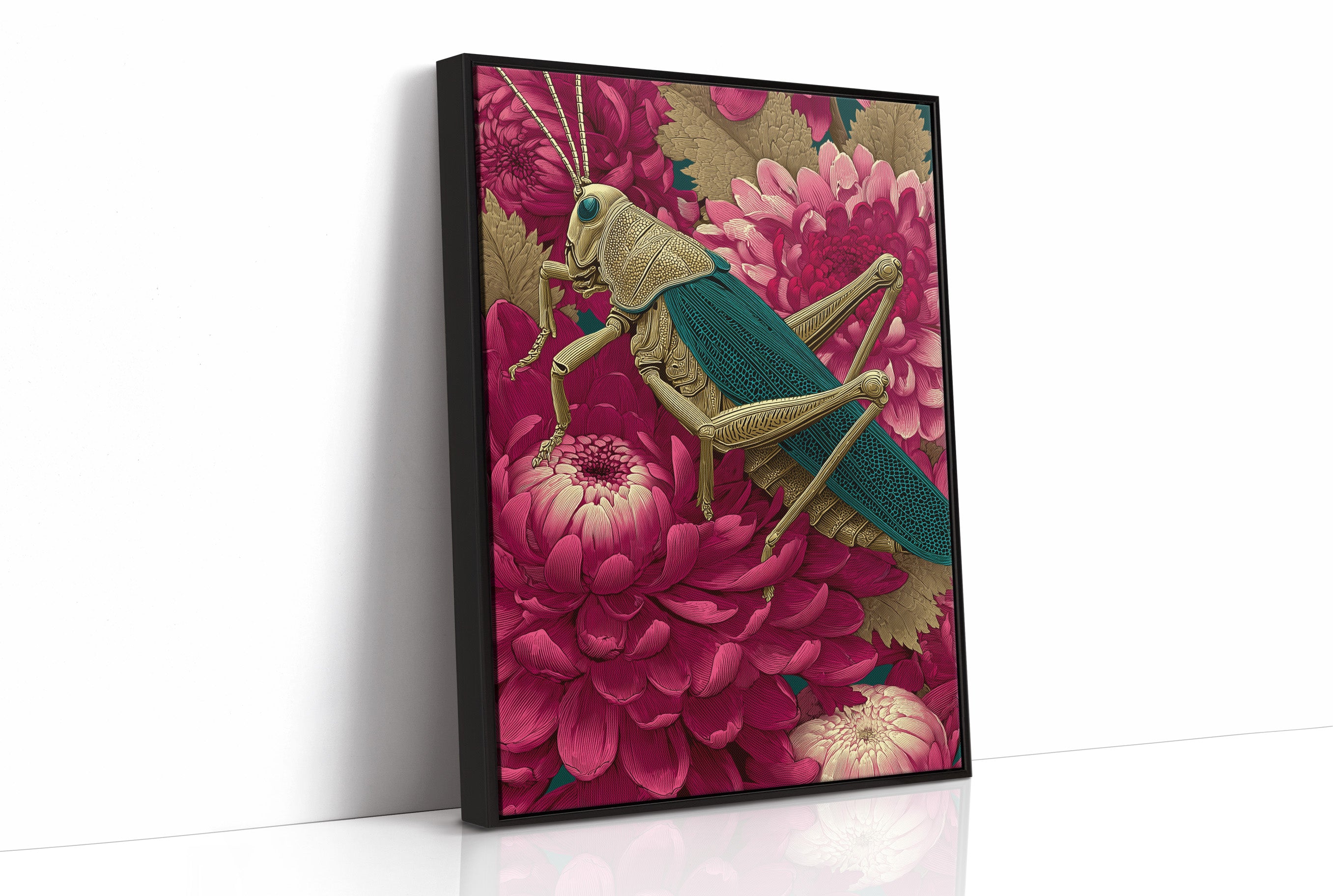 Grasshopper Among Chrysanthemums