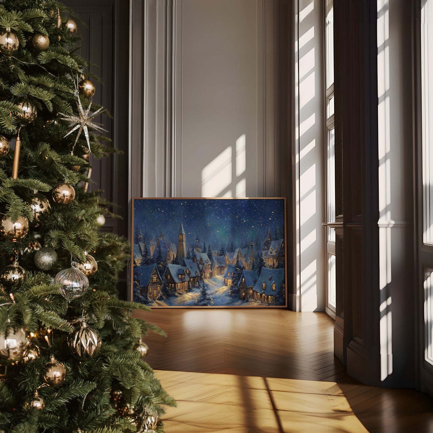 Starlit Village Keeps Winter's Secret