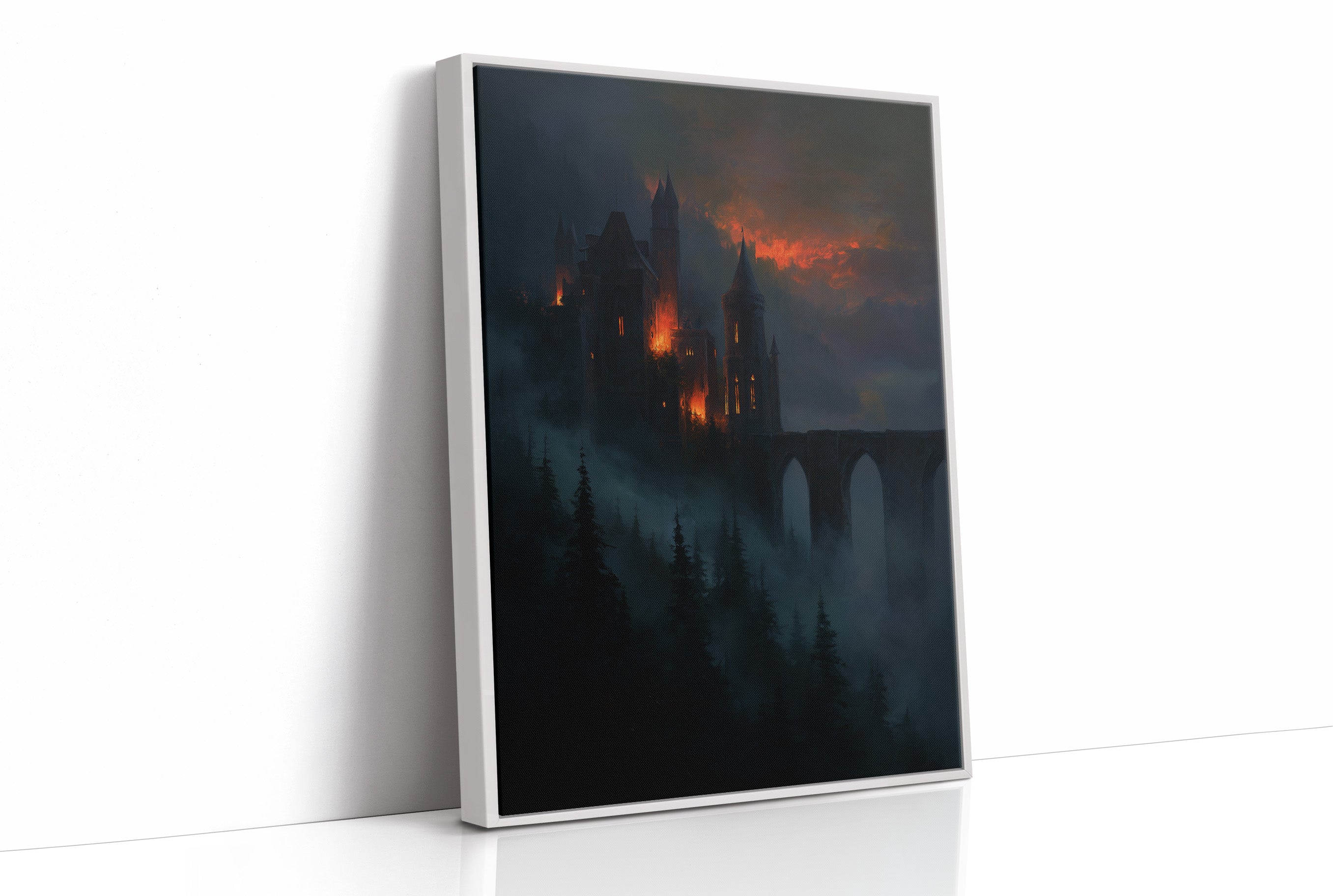 Fortress Ablaze Beyond Misty Pines