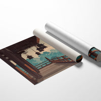 Temple Lanterns Guide Misty Dawn