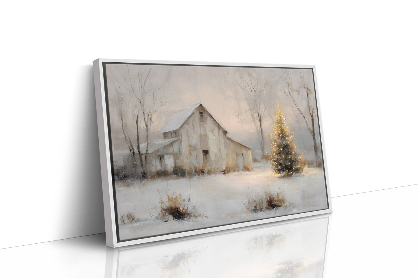 Barn and Evergreen in the Snow