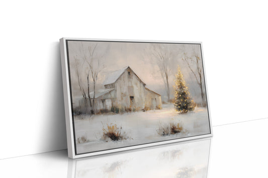 Barn and Evergreen in the Snow