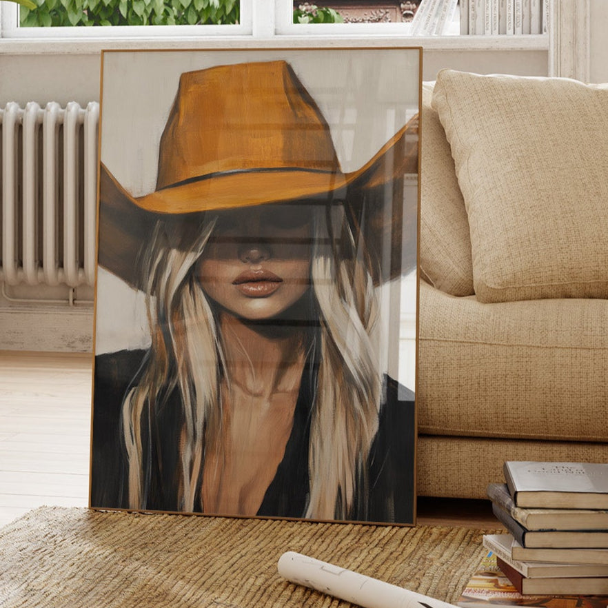 Mysterious Cowgirl Portrait – Western Fashion Wall Art