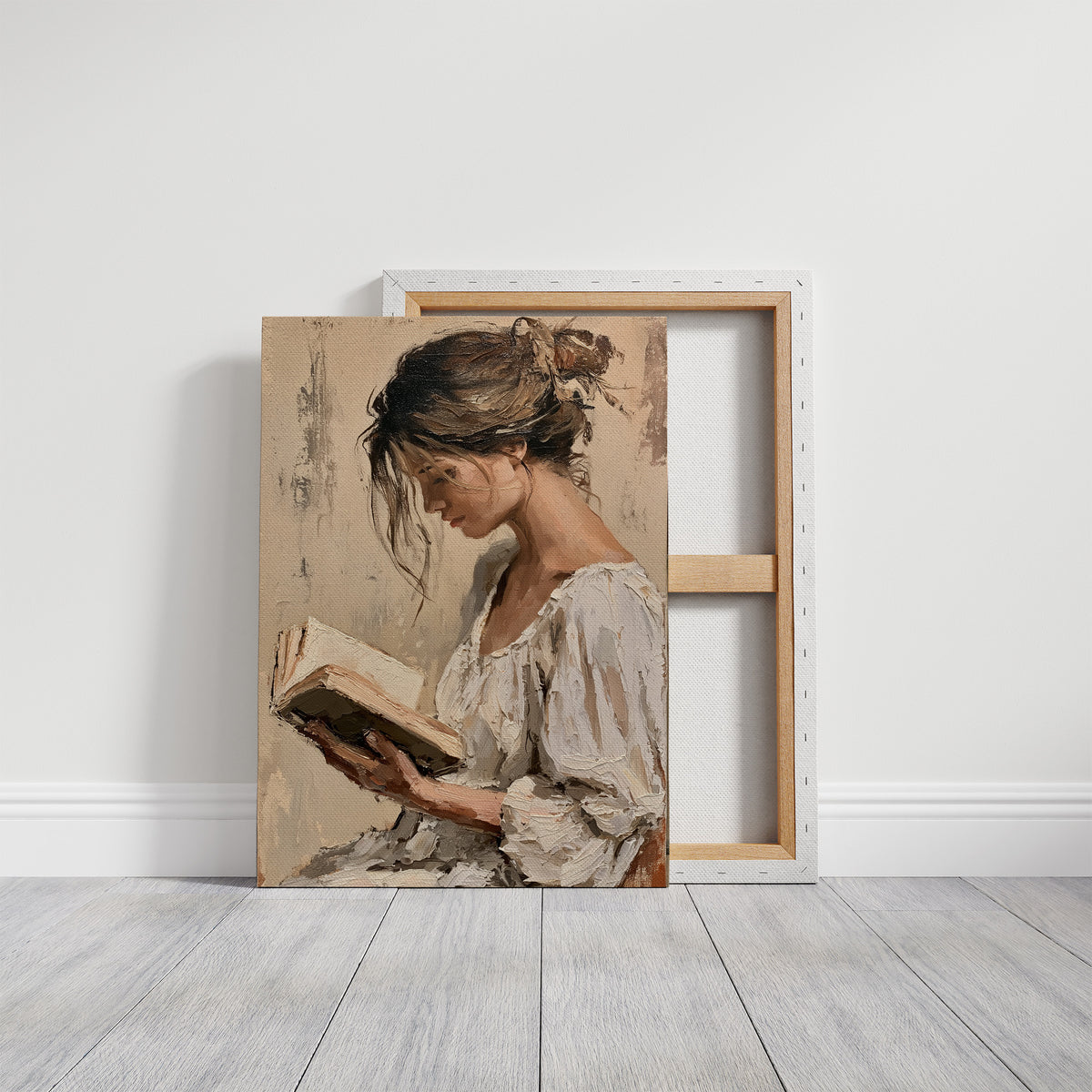 Woman Reading Impasto Portrait