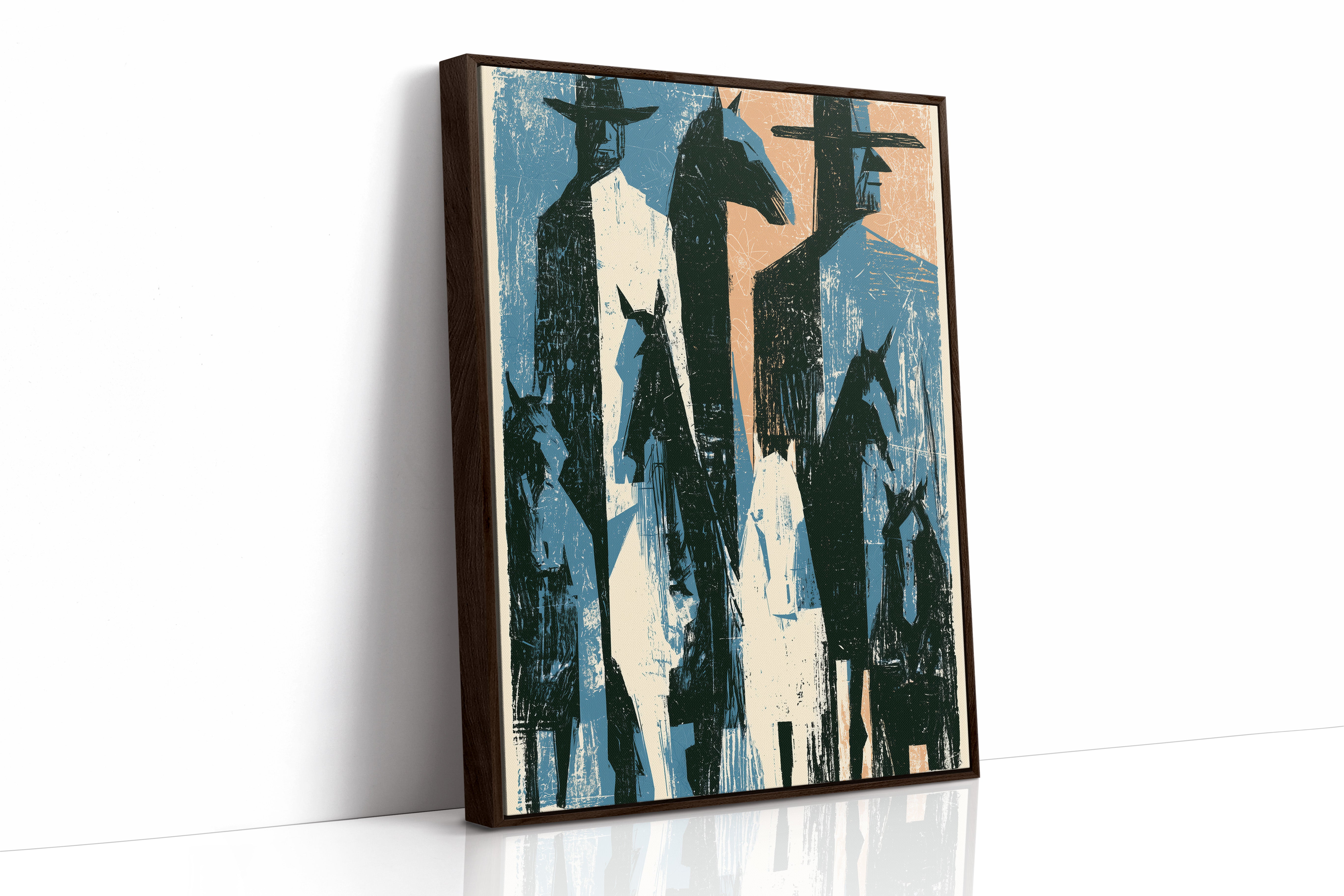 Two Riders Block Print