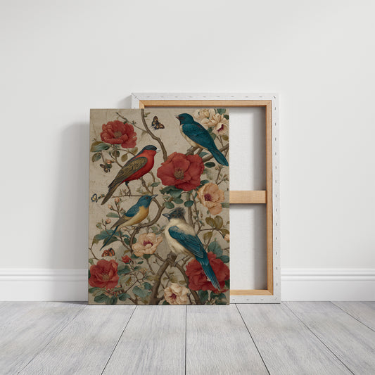 Songbirds Among Coral Blooms