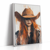 Western Flame – Bold Redhead Cowgirl Art