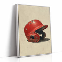 Worn Red Baseball Helmet